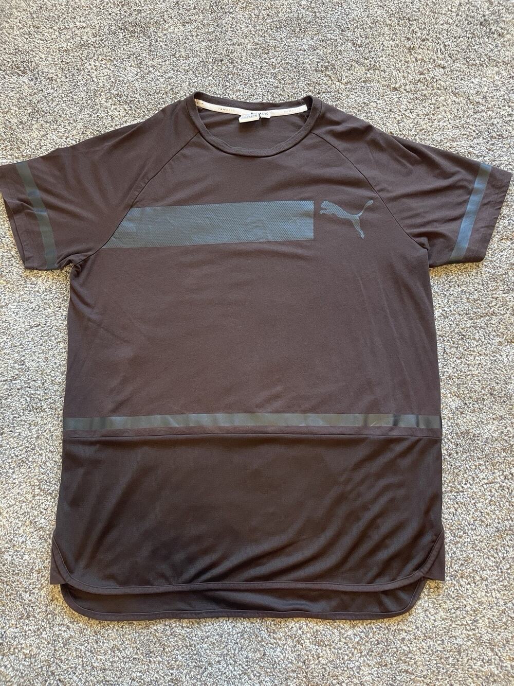 Puma Men's XXL Brown Black Evo Cotton T-shirt Geometric Block Dry Cell
